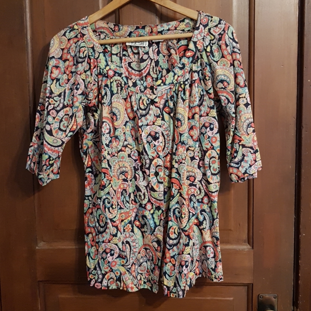 Vintage Funky Button Up Smock Top